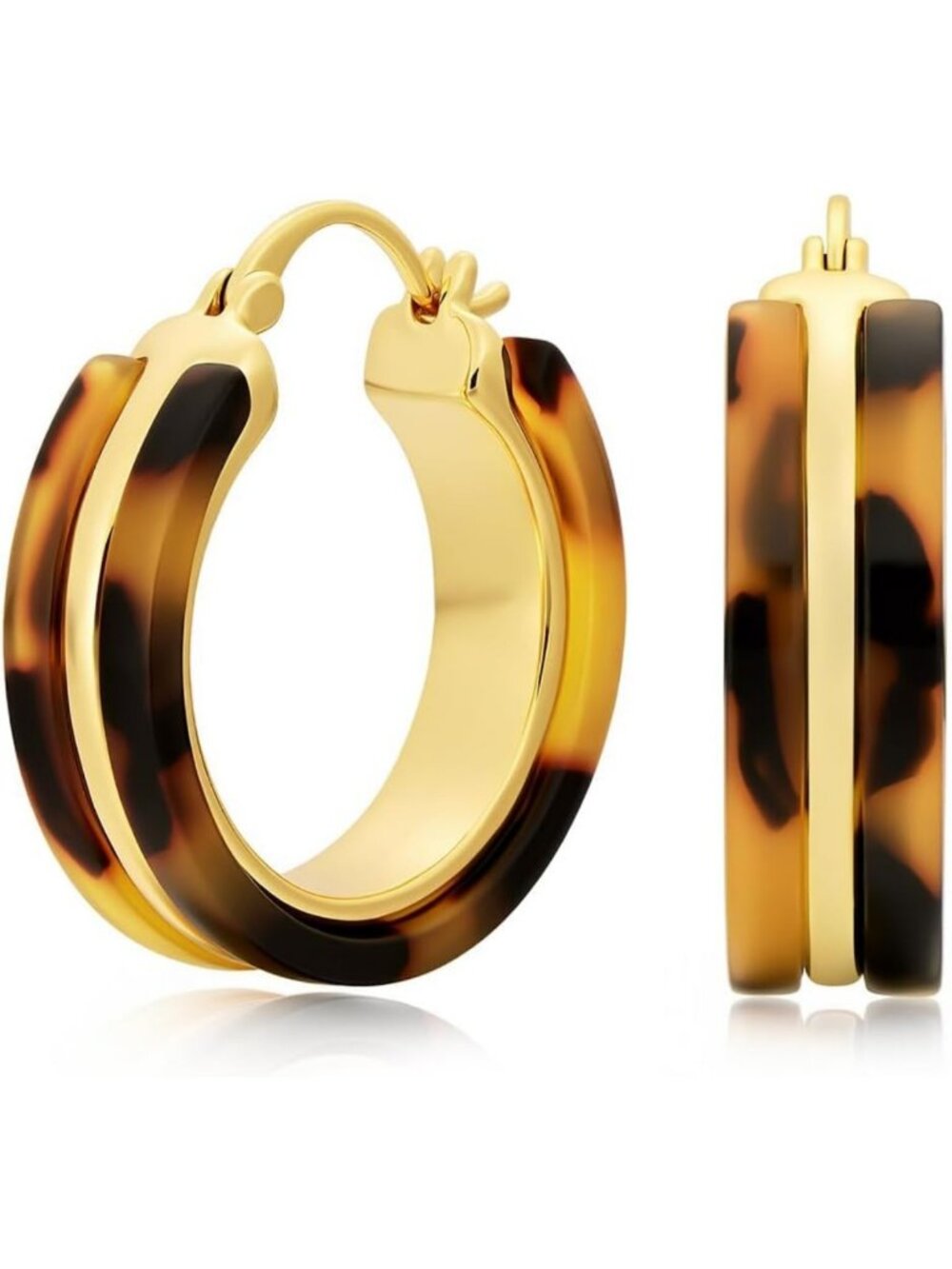 Stylish Tortoise Shell Chunky Hoop Earrings for Women - Leopard Print Design
